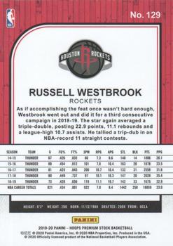 2019-20 Hoops Premium Stock #129 Russell Westbrook Back