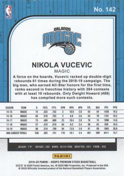 2019-20 Hoops Premium Stock #142 Nikola Vucevic Back