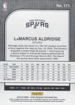 2019-20 Hoops Premium Stock #171 LaMarcus Aldridge Back