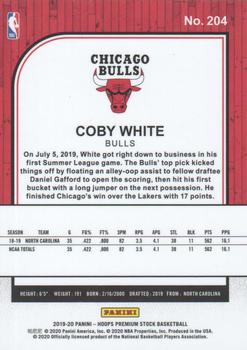 2019-20 Hoops Premium Stock #204 Coby White Back