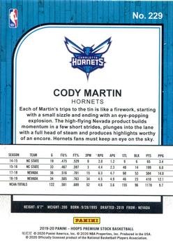 2019-20 Hoops Premium Stock #229 Cody Martin Back