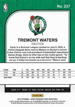 2019-20 Hoops Premium Stock #237 Tremont Waters Back