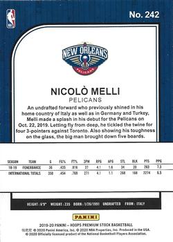 2019-20 Hoops Premium Stock #242 Nicolo Melli Back