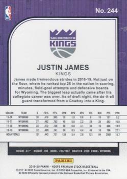 2019-20 Hoops Premium Stock #244 Justin James Back