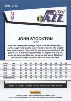 2019-20 Hoops Premium Stock #292 John Stockton Back