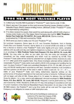 1995-96 Upper Deck - Predictors: MVP #R8 Karl Malone Back