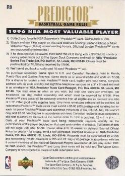 1995-96 Upper Deck - Predictors: MVP #R9 Anfernee Hardaway Back