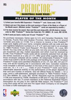 1995-96 Upper Deck - Predictors: Player of the Month #R5 Michael Jordan Back