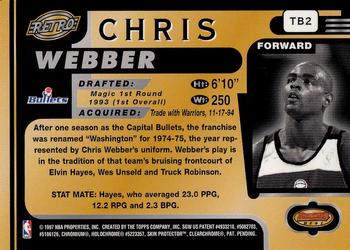 1996-97 Bowman's Best #TB2 Chris Webber Back