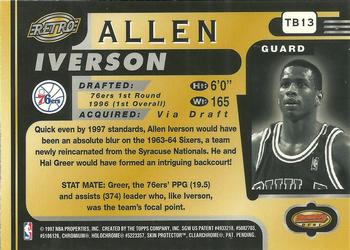 1996-97 Bowman's Best #TB13 Allen Iverson Back