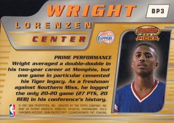 1996-97 Bowman's Best - Picks #BP3 Lorenzen Wright Back