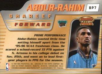 1996-97 Bowman's Best - Picks #BP7 Shareef Abdur-Rahim Back