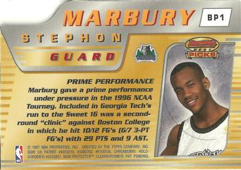 1996-97 Bowman's Best - Picks #BP1 Stephon Marbury Back