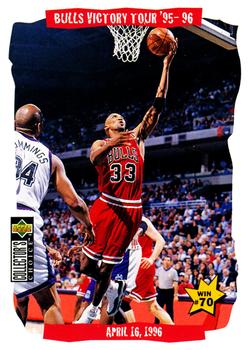 1996-97 Collector's Choice #28 Bulls Victory Tour '95-96: Win #70 Front