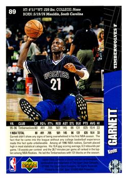 1996-97 Collector's Choice #89 Kevin Garnett Back