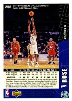 1996-97 Collector's Choice #258 Jalen Rose Back