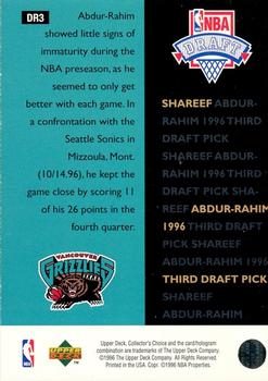 1996-97 Collector's Choice - NBA Draft Exchange #DR3 Shareef Abdur-Rahim Back