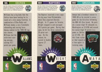 1996-97 Collector's Choice - Mini-Cards Panels #M87 / M81 / M6 Ashraf Amaya / Sharone Wright / Eric Williams Back