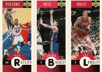 1996-97 Collector's Choice - Mini-Cards Panels #M26 / M52 / M13 Theo Ratliff / Shawn Bradley / Luc Longley Front