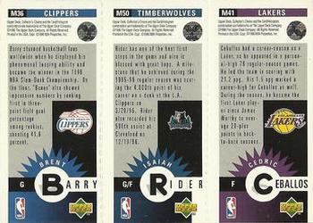 1996-97 Collector's Choice - Mini-Cards Panels #M41 / M50 / M36 Cedric Ceballos / Isaiah Rider / Brent Barry Back