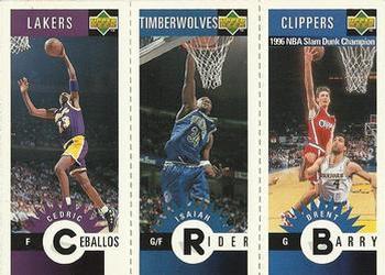 1996-97 Collector's Choice - Mini-Cards Panels #M41 / M50 / M36 Cedric Ceballos / Isaiah Rider / Brent Barry Front