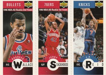 1996-97 Collector's Choice - Mini-Cards Panels #M89 / M61 / M57 Rasheed Wallace / Jerry Stackhouse / J.R. Reid Front