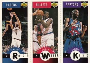 1996-97 Collector's Choice - Mini-Cards Panels #M21 / M88 / M79 Jalen Rose / Chris Webber / Jimmy King Front