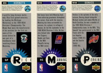 1996-97 Collector's Choice - Mini-Cards Panels #M168/M155/M99 Sam Perkins / Danny Manning / Glen Rice Back