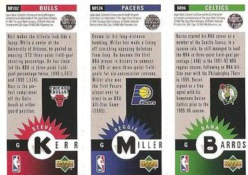 1996-97 Collector's Choice - Mini-Cards Panels #M94/M124/M102 Dana Barros / Reggie Miller / Steve Kerr Back