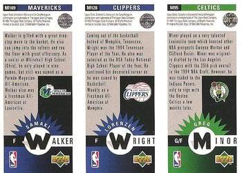 1996-97 Collector's Choice - Mini-Cards Panels #M95/M128/M109 Greg Minor / Lorenzen Wright / Samaki Walker Back