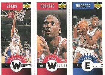 1996-97 Collector's Choice - Mini-Cards Panels #M153/M121/M110 Clarence Weatherspoon / Kevin Willis / LaPhonso Ellis Front