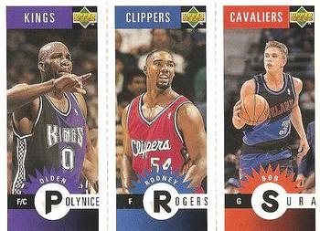 1996-97 Collector's Choice - Mini-Cards Panels #M160/M126/M112 Olden Polynice / Rodney Rogers / Bob Sura Front