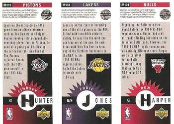 1996-97 Collector's Choice - Mini-Cards Panels #M101/M131/M113 Ron Harper / Eddie Jones / Lindsey Hunter Back