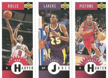 1996-97 Collector's Choice - Mini-Cards Panels #M101/M131/M113 Ron Harper / Eddie Jones / Lindsey Hunter Front