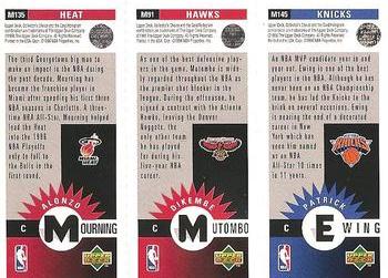 1996-97 Collector's Choice - Mini-Cards Panels #M145/M91/M135 Patrick Ewing / Dikembe Mutombo / Alonzo Mourning Back