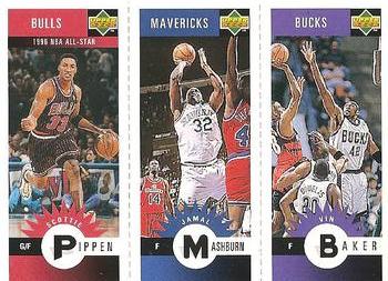 1996-97 Collector's Choice - Mini-Cards Panels #M103/M108/M137 Scottie Pippen / Jamal Mashburn / Vin Baker Front