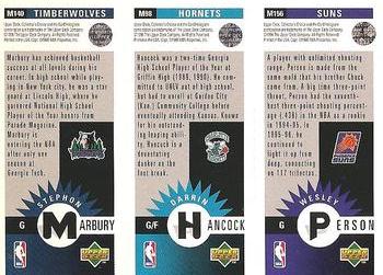 1996-97 Collector's Choice - Mini-Cards Panels #M156/M98/M140 Wesley Person / Darrin Hancock / Stephon Marbury Back