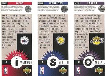 1996-97 Collector's Choice - Mini-Cards Panels #M132/M117/M152 Shaquille O'Neal / Joe Smith / Allen Iverson Back