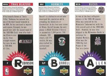 1996-97 Collector's Choice - Mini-Cards Panels #M136/M97/M159 Ray Allen / Scott Burrell / Clifford Robinson Back