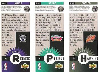 1996-97 Collector's Choice - Mini-Cards Panels #M166/M165/M161 Hersey Hawkins / Will Perdue / Mitch Richmond Back