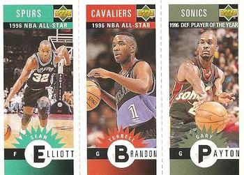 1996-97 Collector's Choice - Mini-Cards Panels #M164/M104/M167 Sean Elliott / Terrell Brandon / Gary Payton Front