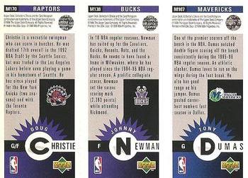 1996-97 Collector's Choice - Mini-Cards Panels #M107/M138/M170 Tony Dumas / Johnny Newman / Doug Christie Back