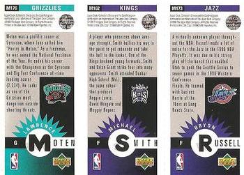 1996-97 Collector's Choice - Mini-Cards Panels #M173/M162/M176 Bryon Russell / Michael Smith / Lawrence Moten Back