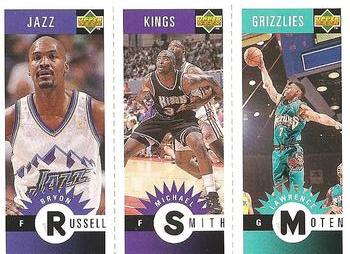 1996-97 Collector's Choice - Mini-Cards Panels #M173/M162/M176 Bryon Russell / Michael Smith / Lawrence Moten Front