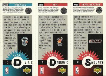 1996-97 Collector's Choice - Mini-Cards Panels #M69 / M42 / M39 Arvydas Sabonis / Sasha Danilovic / Vlade Divac Back