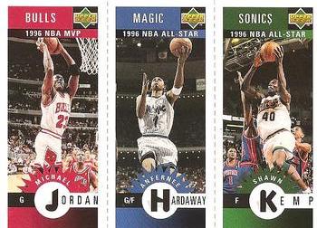 1996-97 Collector's Choice - Mini-Cards Panels #M11 / M60 / M78 Michael Jordan / Anfernee Hardaway / Shawn Kemp Front