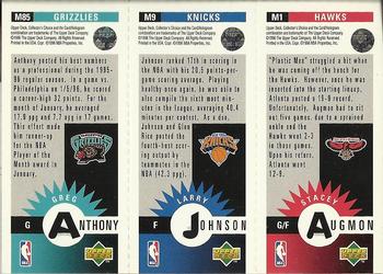 1996-97 Collector's Choice - Mini-Cards Panels #M1 / M9 / M85 Stacey Augmon / Larry Johnson / Greg Anthony Back