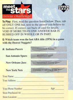 1996-97 Collector's Choice - Meet the Stars Trivia Challenge (Red) #9 Meet the Stars Trivia Question #9 Front