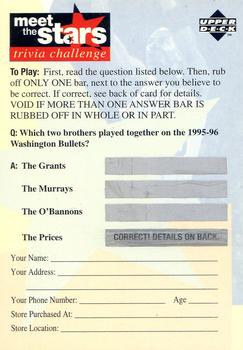 1996-97 Collector's Choice - Meet the Stars Trivia Challenge (Red) #40 Meet the Stars Trivia Question #40 Front