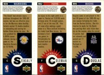 1996-97 Collector's Choice - Mini-Cards Panels Gold #M45 / M62 / M28 Sherman Douglas / Derrick Coleman / Rony Seikaly Back